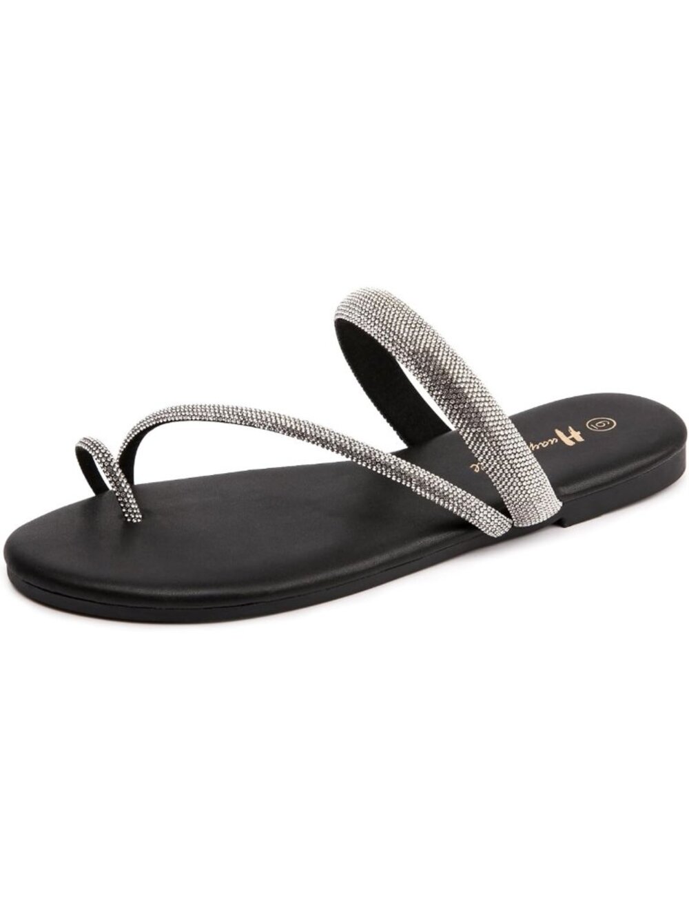 Sparkly Rhinestone Slide Sandals for Women - Comfortable Flat Flip Flops